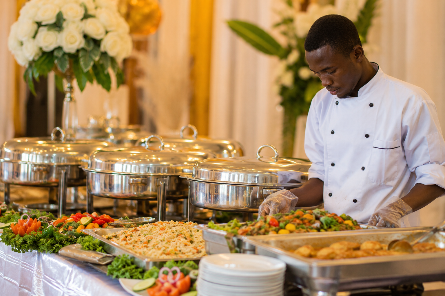 Tabawa Catering Services team preparing an event